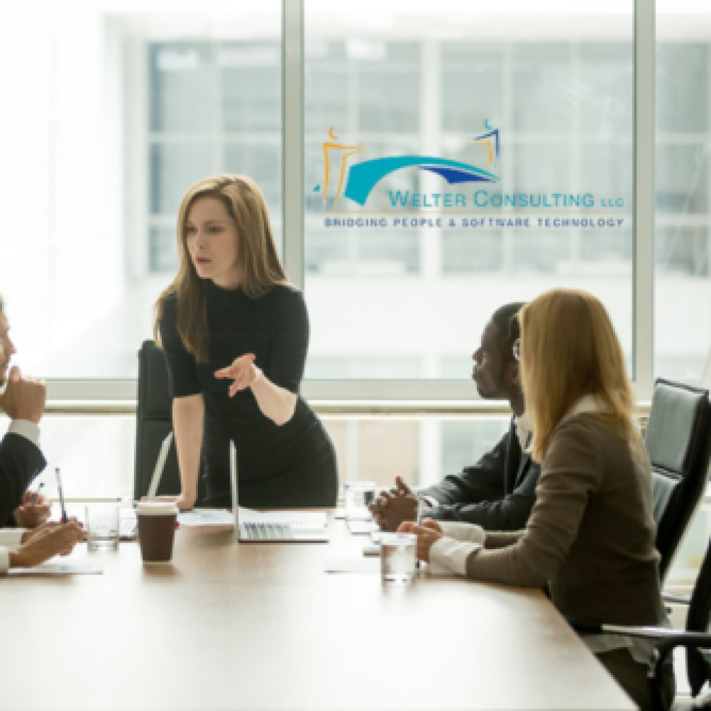 manager speaking to seated employees